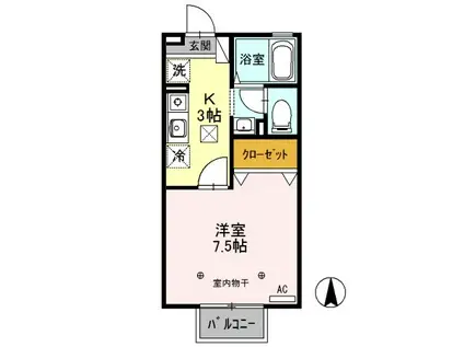 メゾン・ド・K(1K/1階)の間取り写真