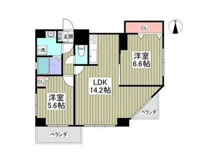 レイルビルIII(2LDK/6階)の間取り写真