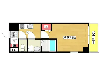 グランドゥール九条(1K/4階)の間取り写真