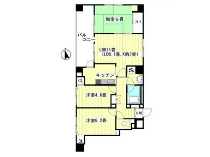 東急ドエルアルス府中緑町(3LDK/3階)の間取り写真