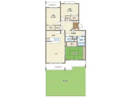 東香里野村マンション(3LDK/1階)の間取り写真