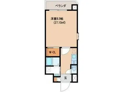 PARK HILLS都島縁(1K/7階)の間取り写真