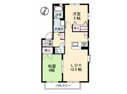 ヴィラージュ旭園(2LDK/1階)の間取り写真