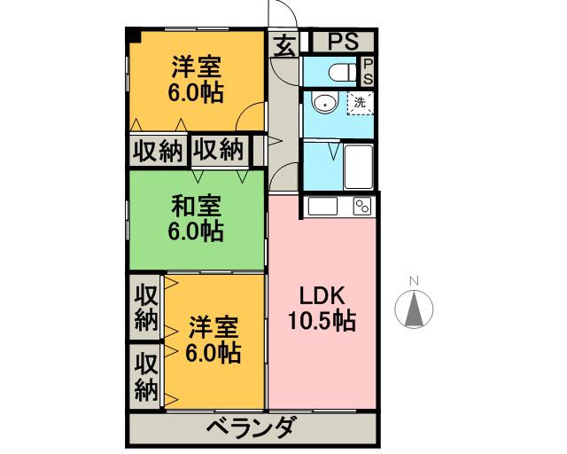 セラフィノII(3LDK/2階)の間取り写真