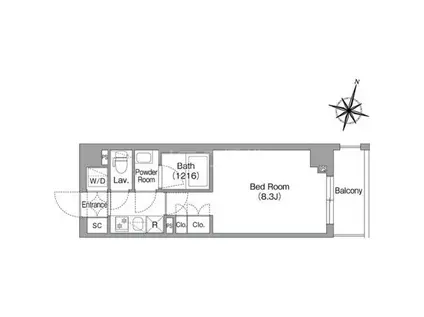 グランデージフルール(1K/2階)の間取り写真