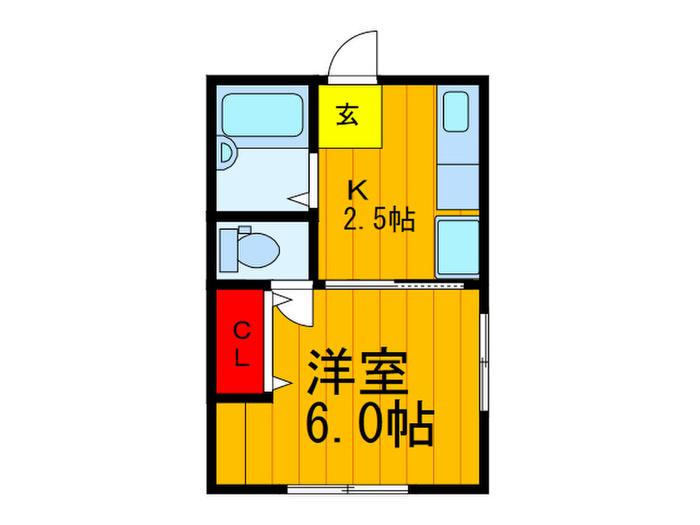 浜崎ハイツシエスタ(1K/1階)の間取り写真