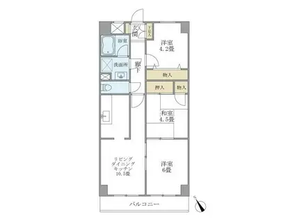 サザンクロスプラザ(3LDK/6階)の間取り写真