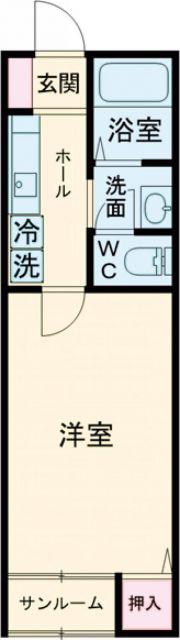 エステート(1K/2階)の間取り写真