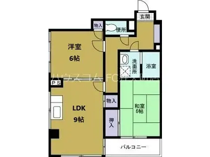 ドウェル倉本Ⅱ(2LDK/5階)の間取り写真