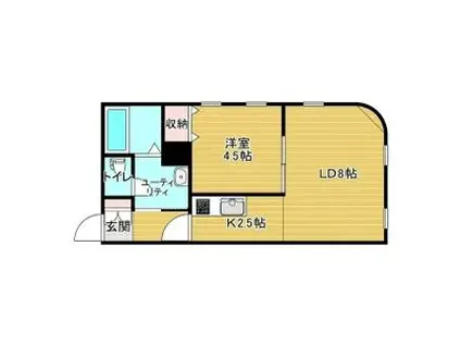 CASA西町グランデD(1LDK/2階)の間取り写真