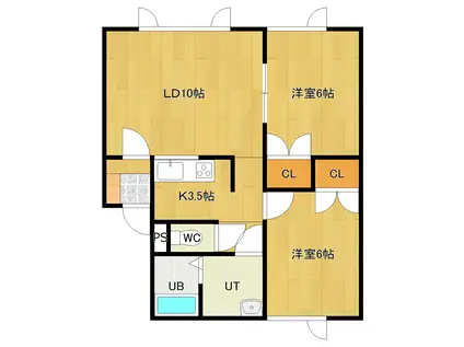 グレイス小泉II(2LDK/2階)の間取り写真