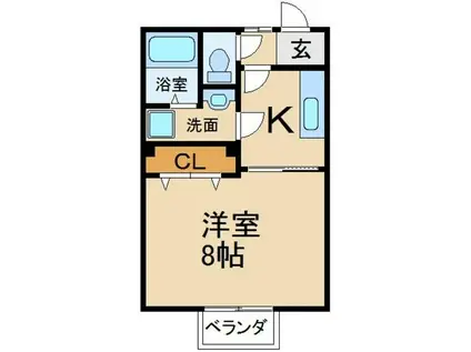 コムズスクエア西禁野(1K/2階)の間取り写真