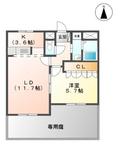 メゾンドショコラ(1LDK/1階)の間取り写真