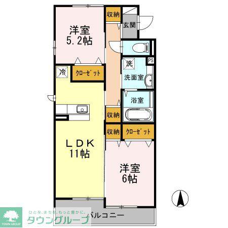 トロアモリール(2LDK/2階)の間取り写真