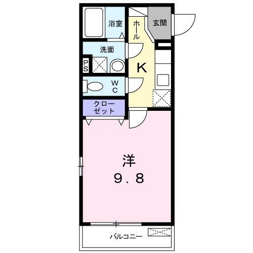 アイビーコート山崎(1K/2階)の間取り写真