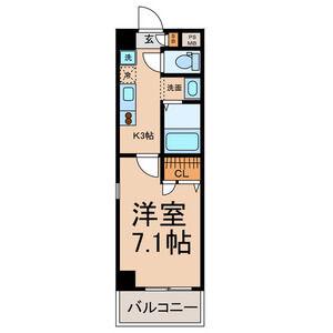 ボヌール城北(1K/3階)の間取り写真