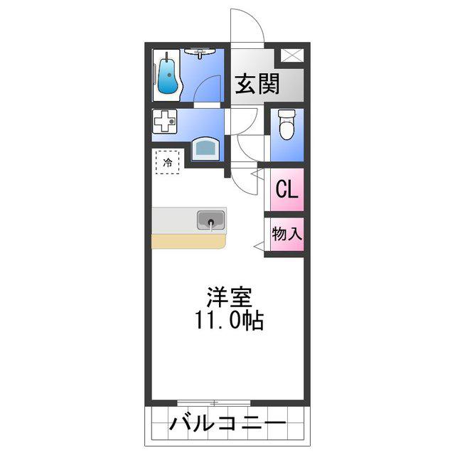 ルーチェ秋月(ワンルーム/1階)の間取り写真