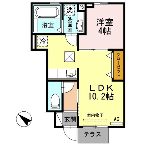 ソレイユ瑞穂(1LDK/1階)の間取り写真