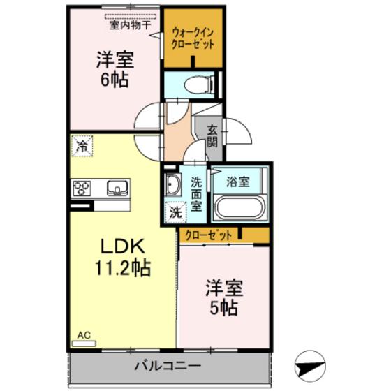 カーサ・ソレイユII(2LDK/3階)の間取り写真