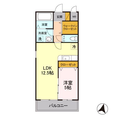 ウィステリア 107(1LDK/1階)の間取り写真