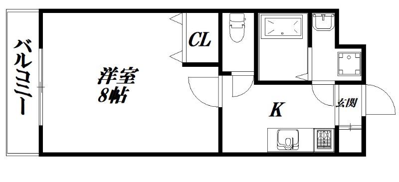 たちばな壱番館(1K/4階)の間取り写真