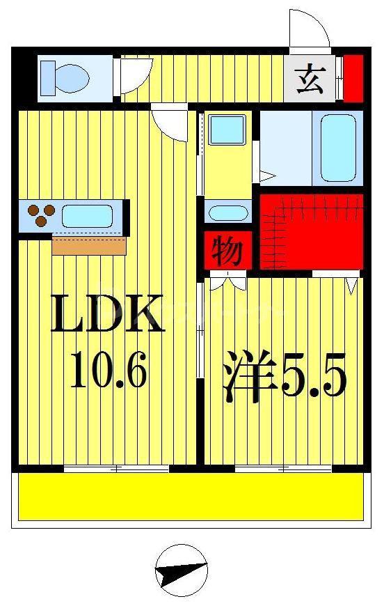 ベイヒルコート西船(1LDK/1階)の間取り写真