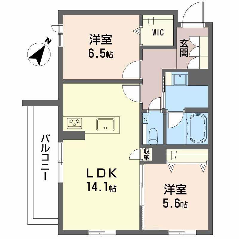 アーデルドルフ一社(2LDK/2階)の間取り写真