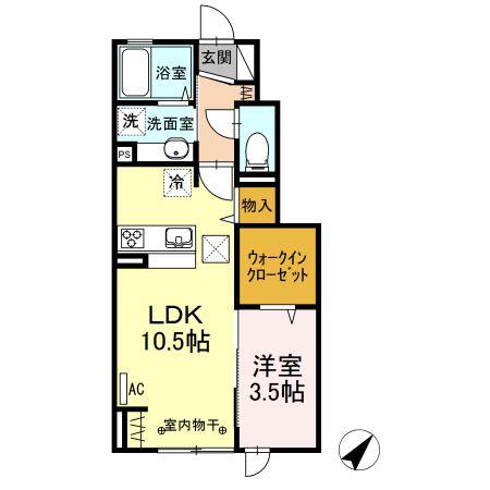 アズールE(1LDK/1階)の間取り写真