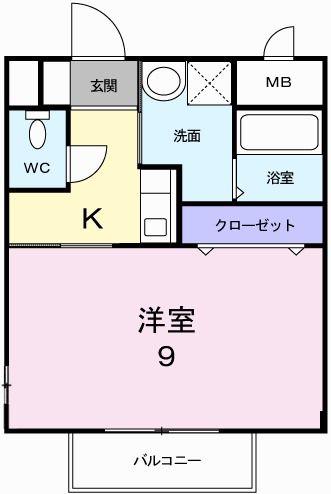 アヴェニュー谷川(1K/2階)の間取り写真