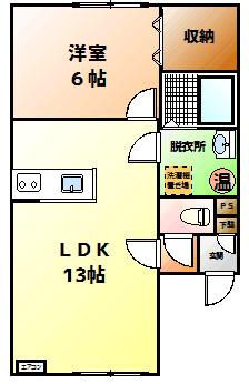 Mハイツ東町10(1LDK/1階)の間取り写真