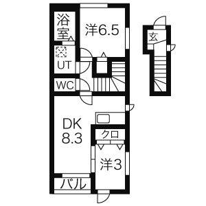 エスポワール中町東 C棟(1SLDK/2階)の間取り写真
