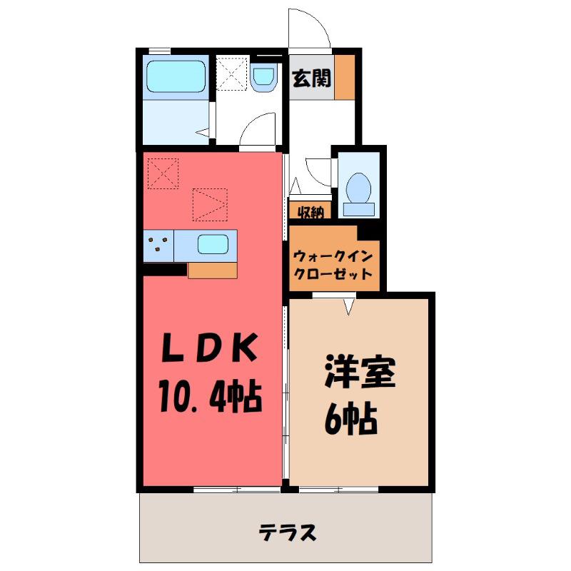 すまいる(1LDK/1階)の間取り写真