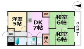 橋本第二マンション(3DK/1階)の間取り写真