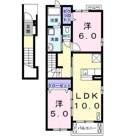 あおなみ線 荒子駅 徒歩14分 2階建 築12年(2LDK/2階)の間取り写真