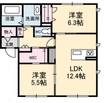 グランマストベレオ林町A・B(2LDK/3階)の間取り写真
