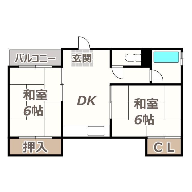 アイデアルビル(2DK/2階)の間取り写真