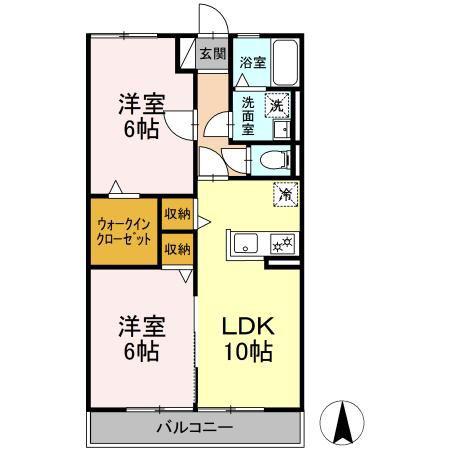 サンパティーク・T(2LDK/2階)の間取り写真