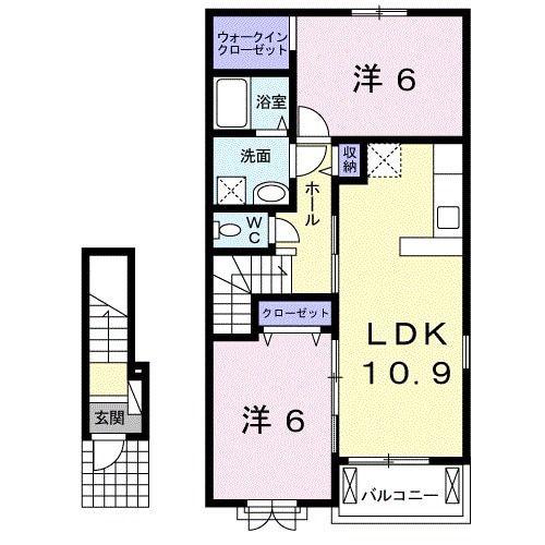 プランテーション(2LDK/2階)の間取り写真