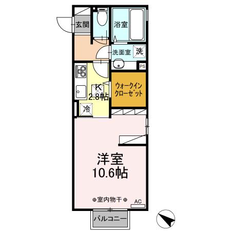 プリマヴェーラ(1K/1階)の間取り写真