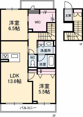 ラ・コリーナ(2LDK/2階)の間取り写真
