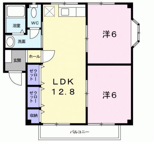 ファミールA(2LDK/2階)の間取り写真