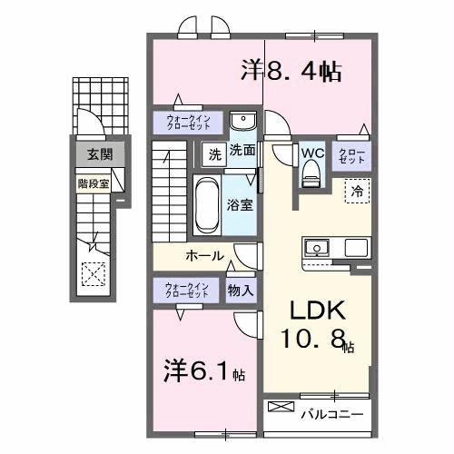 エトワール・イリゼ B(2LDK/2階)の間取り写真