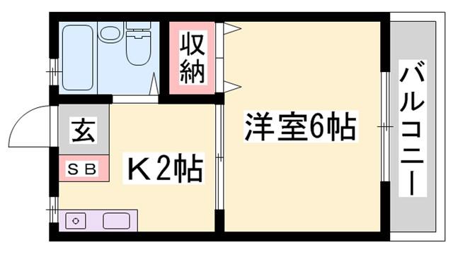父夫山ハイツ(ワンルーム/2階)の間取り写真