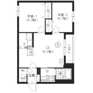 クレスト環状通東(2LDK/4階)の間取り写真