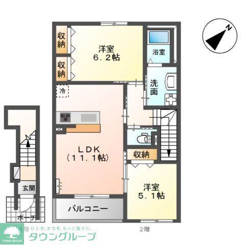 グランドソレーユ(2LDK/2階)の間取り写真