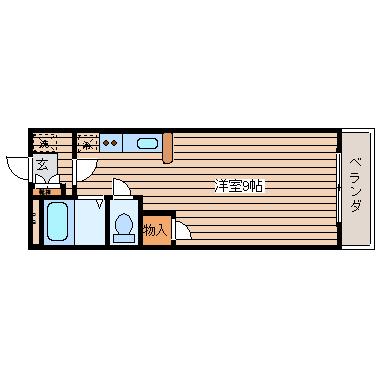 ビューパレス一本杉(1K/1階)の間取り写真