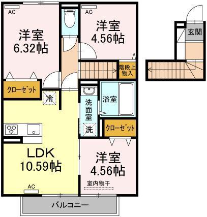 プランドール.I V A棟(3LDK/2階)の間取り写真