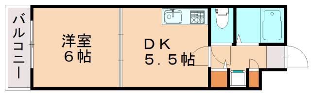 ル・アディッソ福岡(1DK/2階)の間取り写真