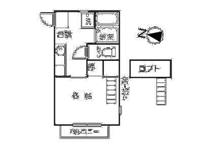 コーポかりん(1DK/2階)の間取り写真