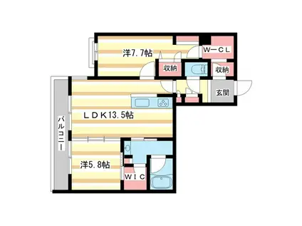 シャーメゾンN山崎(2LDK/2階)の間取り写真